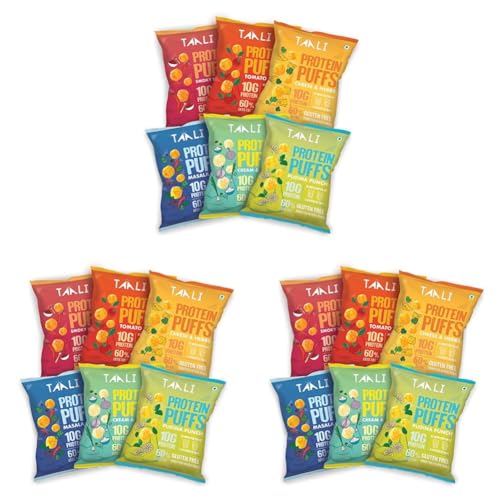 Image of Taali Jowar & Protein Puffs | 60 gm (Pack of 36) | Try All Flavors Pack | Healthy Roasted Tasty Snacks, Ready to eat | 100% Veg., Gluten free products,No Cholesterol, No Trans-Fat