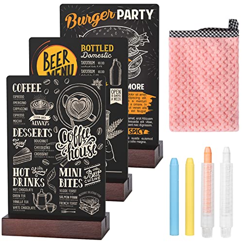 Mini Chalkboard Signs With Stand, 4 X 6 Inch Vintage Wooden Tabletop Chalkboard Sign With Base Stand, 3 Pack Rectangle Blackboard For Event Decorations, Table Numbers, Food Signs, Wedding Signs #TOP2