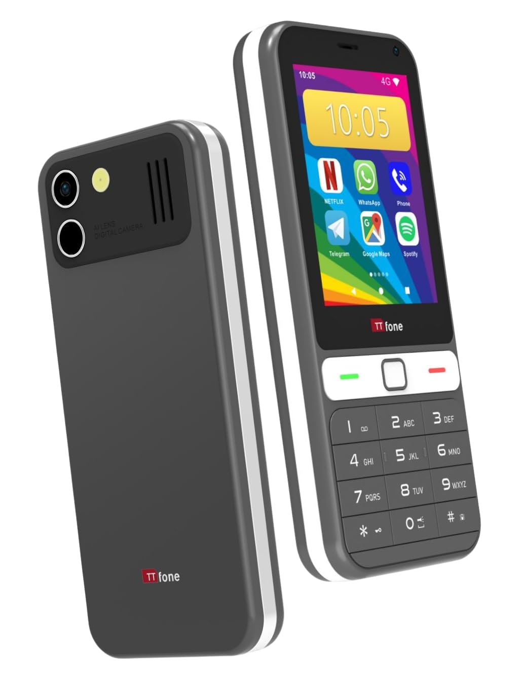 TTfone TT280 – Teléfono Tipo Barra 4G Dual SIM con Android, Pantalla táctil de 2,8", Teclado, cámara de 2 MP, USB-C – Móvil Libre fácil de Usar