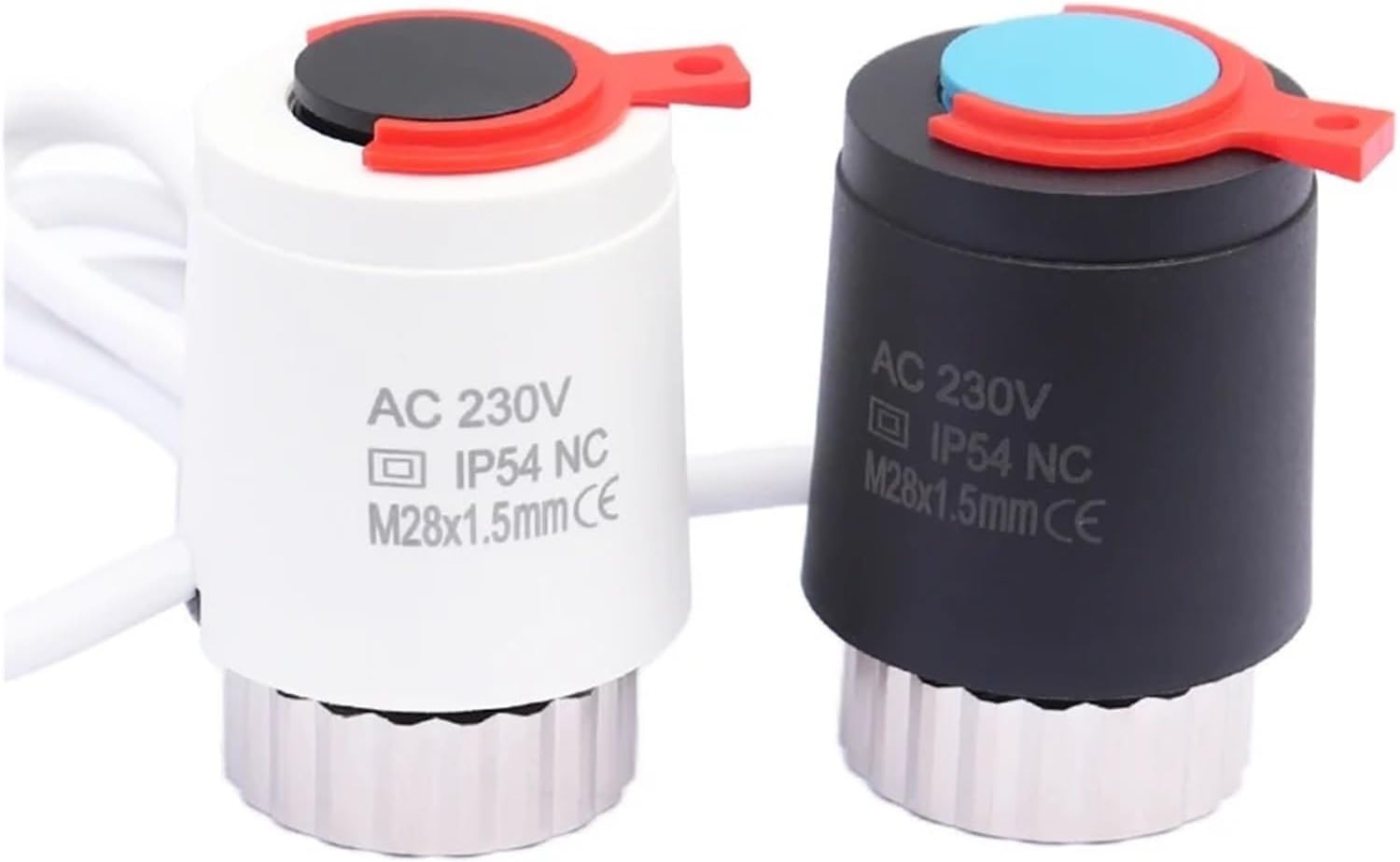 1/5 Piezas 230 V Normalmente Cerrado NC M28 * 1,5 Mm Actuador Térmico Eléctrico para Válvula De Radiador Termostático De Calefacción por Suelo Radiante, 5 Pieces-White