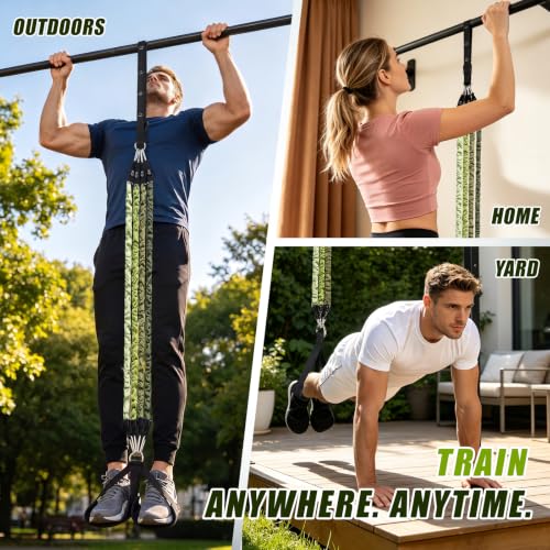 Image of ALongSong Pull Up Assistance Bands with Foot Support Pedal - Upgraded Heavy Duty Resistance Bands Adjustable Weight /Height with Bands&Measured Strap for Strength Training Home Gym