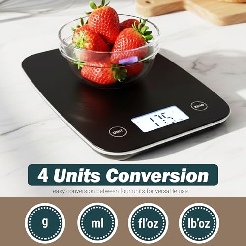 Image of Themisto TH-WS18 Digital Kitchen Weighing Scale With Touch Screen Controls | For Cooking, Baking, Health & Fitness | Max Capacity 5kg | Black Matte Finish | Tare Function | 6 Months Warranty