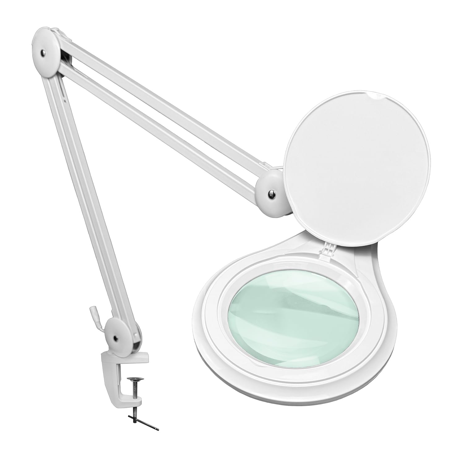 (5 inch Glass Lens) Professional LED Magnifying Lamp with Clamp, Dimmable, 1200 Lumens, 5600K-6000K Daylight Bright 60 SMD LED, Work Light Mounting