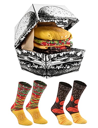 Rainbow Socks - Damen Herren Lustige Hamburger Socken Box - Novelty Geschenk für Burger- und Fast-Food-Liebhaber - 2 Paar - Größen EU 41-46