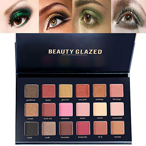 Beauty Glazed 18 Colors Rose Gold Textured Eyeshadow Palette Makeup Contour Metallic Eye Shadow Palette