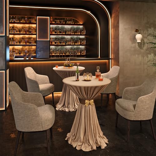 Image of HOOBRO Bar Table, Height-Adjustable Round Pub Table 27-35.4 Inches with Sturdy Base, Modern Style, Easy to Assemble, Suitable for Small Space, White BW58BT01G1