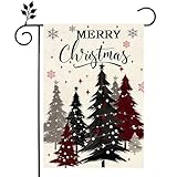 Merry Christmas Garden Flag 12x18 Inch Double Sided Merry Christmas Trees Garden Flag Christmas Tree Snowflake Winter Holiday Yard Outdoor Decorative Flag Outside Christmas Trees Winter Holiday Yard Outdoor Flag