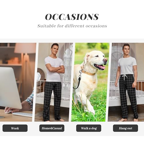 Vulcanodon Mens Cotton Pajama Pants-2pack, Lightweight Sleep Pants for Men4