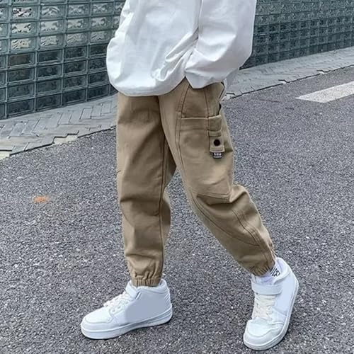 Boys Baggy Cargo Pants Kids Elastic Waist Relaxed Fit Joggers with Pockets Hip Hop Fall Outfit Streetwear3