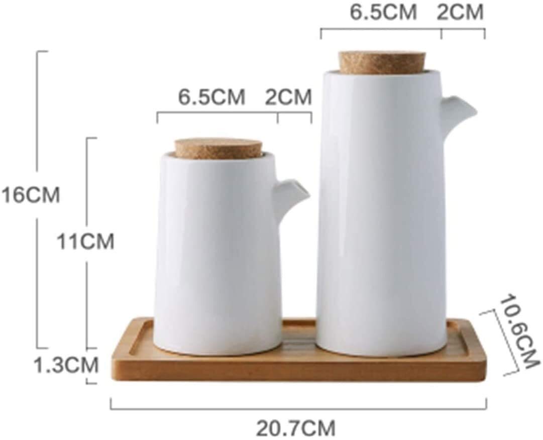 Bottiglie di ampolla dispenser for olio d'oliva e aceto, ceramica a smalto solido, 2 pezzi un set bottiglia di olio d'oliva e aceto bottiglia dispenser sciroppo d'acero salsa di soia for cucina, (Colo