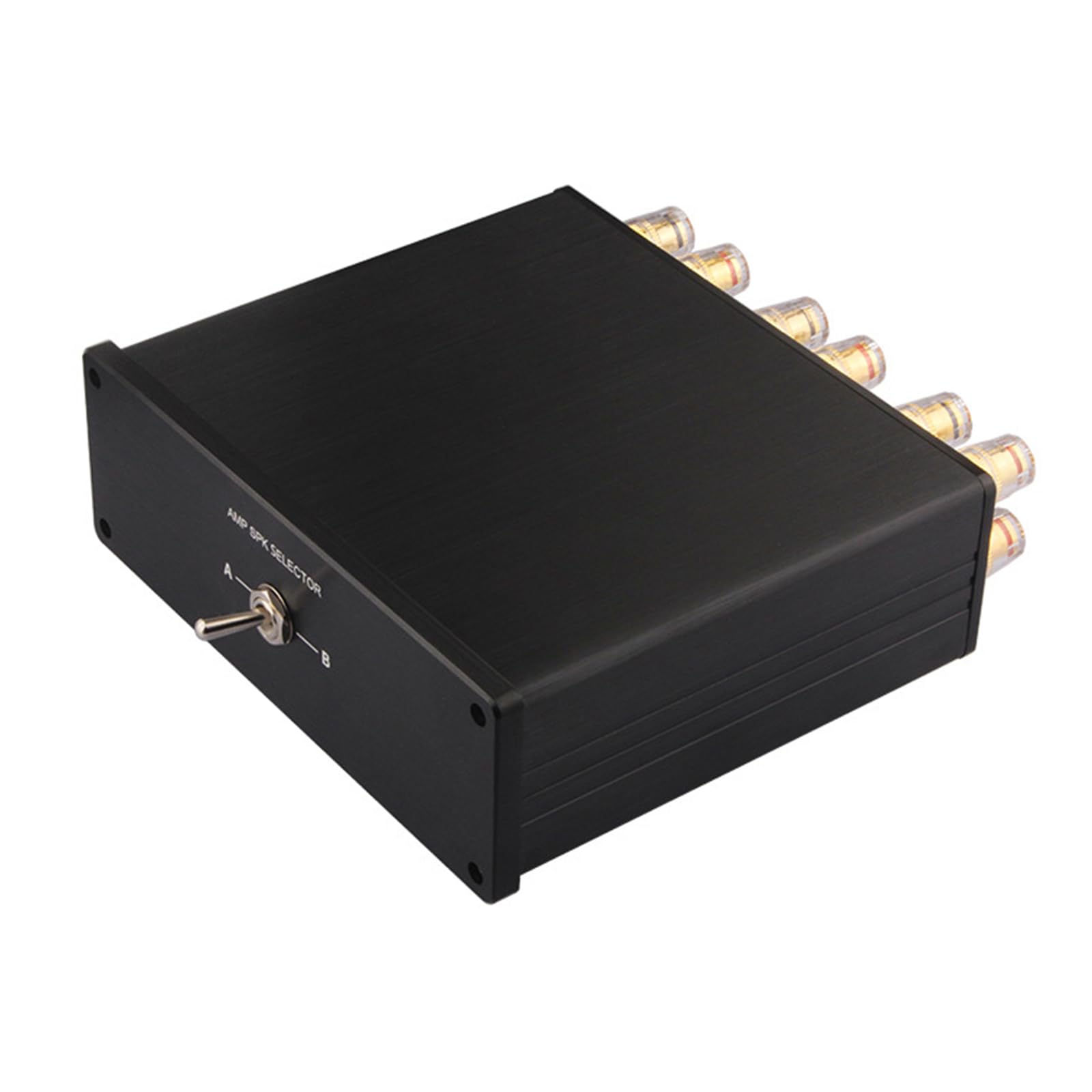 Caja de selectores de sonido 2 en 1 con terminales chapados en oro y construcción de metal para selección de fuentes de sonido, caja de selectores de alta fidelidad a prueba de golpes