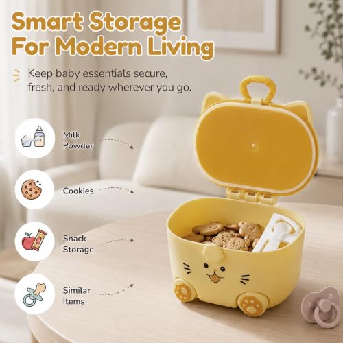 Image of Uonibaby by StarAndDaisy Formula Milk Container for Baby Milk Powder Container with Scoop, Portable Formula Dispenser, Airtight First Feed Baby Food Storage Container /Box for Travel -Kitty Yellow