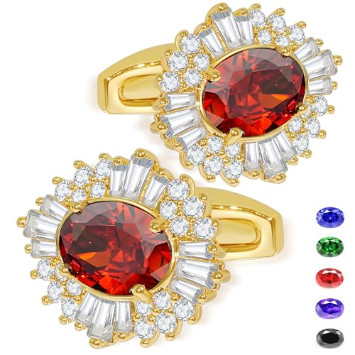 Sogee Crystal Cufflinks for Men Real Gold Plated CZ Mens Cuff Links for Wedding Party Unique Gift