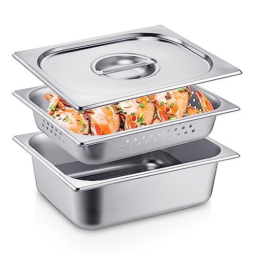 Poêle à vapeur en acier durable GN 1/2 et couvercle perforé de restaurant