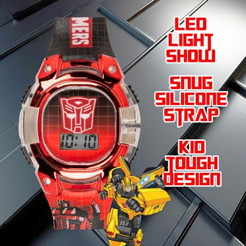 Transformers Kids Watch – LCD Display, Metallic Bezel, Adjustable Comfortable Strap, Collectible Tin – Perfect for Boys and Girls3