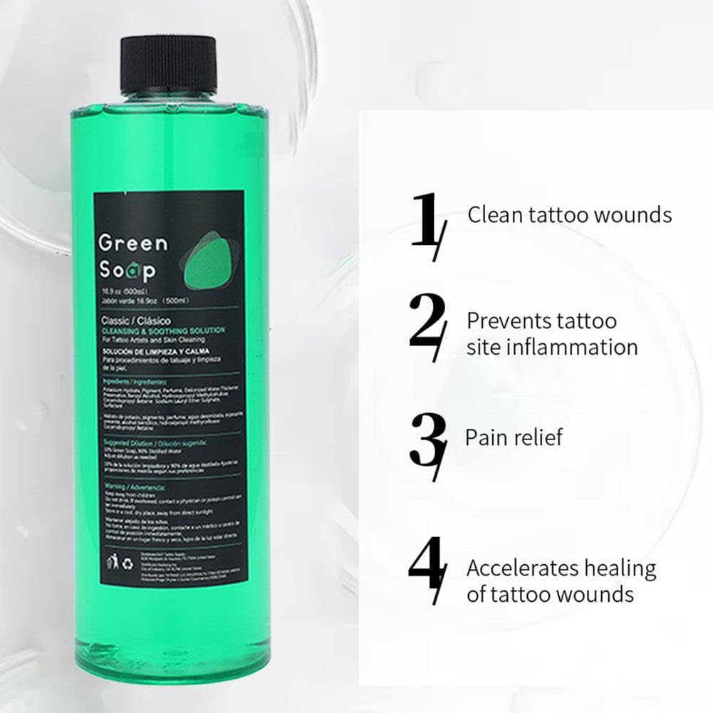 Green Soap Tattoo, 16.9oz Ultra Concentrated Wash Cleaning Supplies for Tattoos Piercings Professional Skin Cleaning Equipment