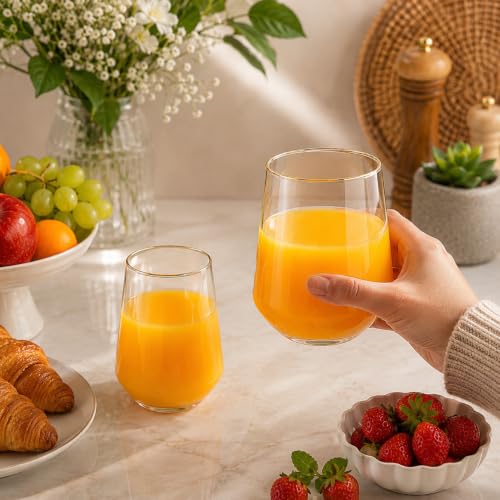 Image of bellemax 410ML & 360ML Water and Juice Glasses | Drinking Glasses for Water, Juice, Milk, Cold Drinks & Beverages | Premium Transparent Glass Tumblers for Home Set of 12