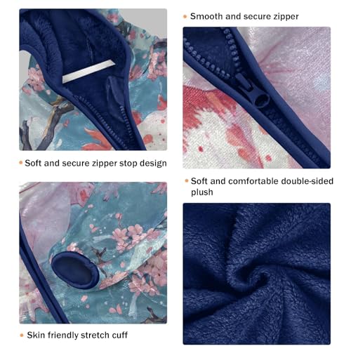 Kawaii Axolotl Cherry Blossoms Toddler Fleece Jacket Girl Boys Hooded Fleece Jacket Coat Warm Outwear Zip-up 3-10T3