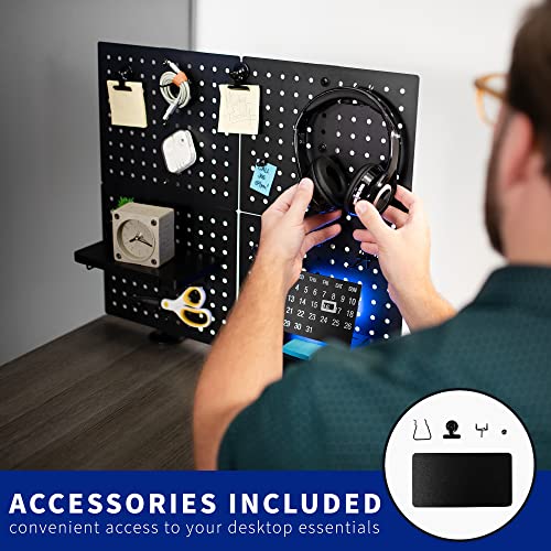 Image of VIVO Black Clamp-on 20 x 24 inch Desk Pegboard, PP-DK24B | Steel Privacy Panel, Magnetic Peg Board, Office Accessory Organizer, Above or Under Desk Placement