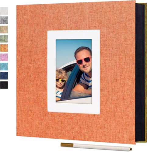 Raoendis アルバム 貼るタイプ 黒台紙 20枚40ページ L判サイズ200枚収納 DIY L/KG/2L/A4写真収納 手作り フォトアルバム フリー台紙 フォトブック リネン 赤ちゃん 結婚祝い 出産祝い 子供 ベビー 記念日 結婚式 簡単 収納 可愛い