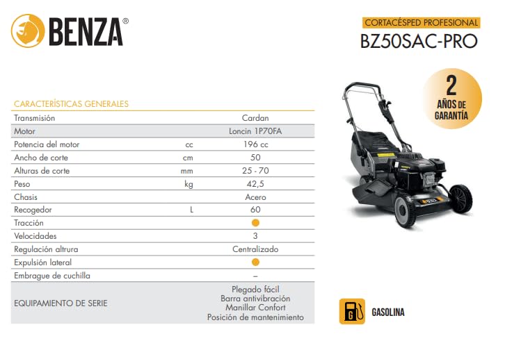 Cortacésped BZ50SAC-PRO 3X1 - Profesional a Gasolina Loncin 196 CC