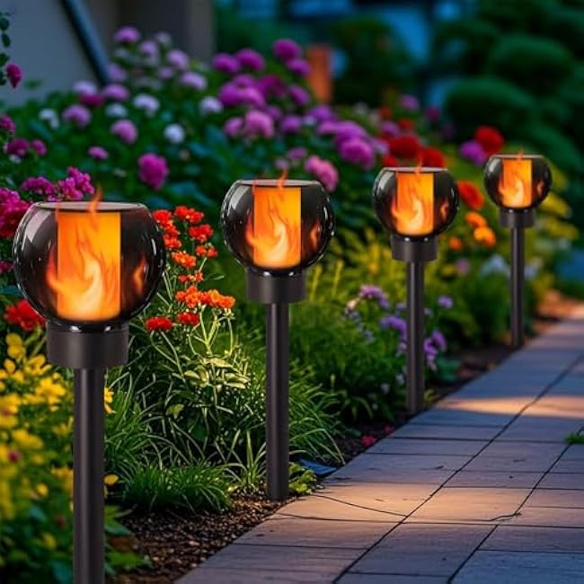 Dynaming Solar Torch Lights Solar Globe Lights Flickering Flame Garden Decorative Light