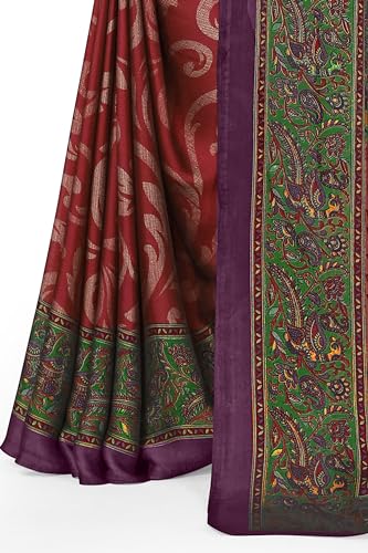 Image of MIRCHI FASHION Saree for Woman Chiffon Kalamkari Design | Professional Office Wear Lightweight Sari for All-Day Comfort with Blouse (Available in 15 Colors)