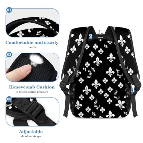 Ensemble cartable fleur de lis blanche aux finitions soignées pour étudiants