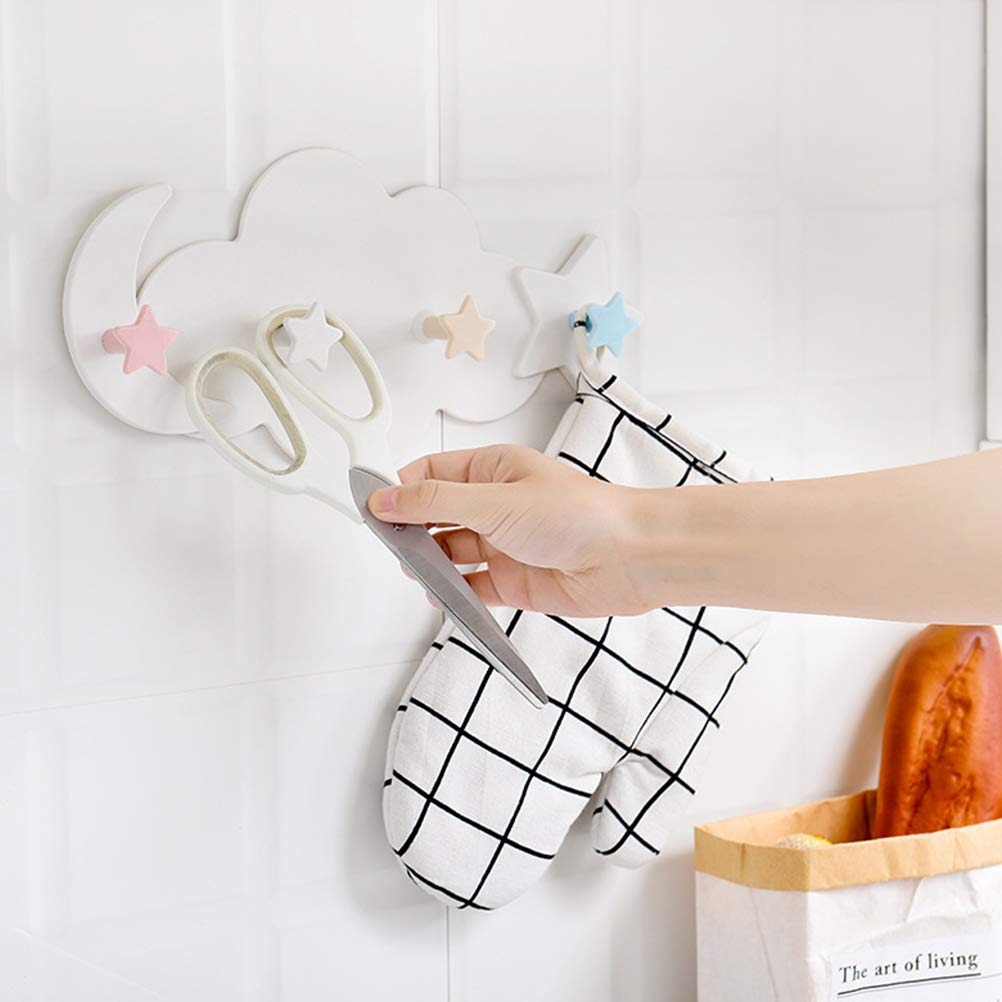 Ganchos de pared, nubes, ganchos autoadhesivos para pared y papel pintado, estantería de pared para habitación infantil, ganchos autoadhesivos, sin taladrar