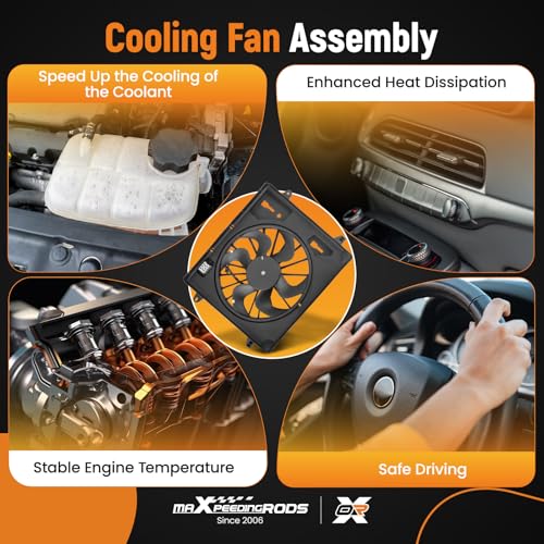 Image of maXpeedingrods Engine Radiator Cooling Fan Assembly for Jeep Wrangler JK V6 3.8L 2007-2011