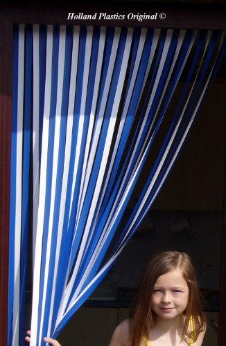 Caravan/Rv Door Curtain Bug Fly Strip Blind. 62 cm Wide. 'Blue & White'