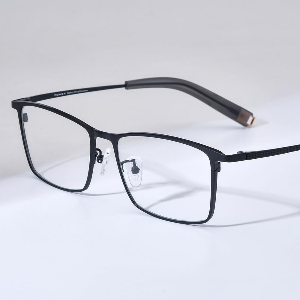 Pure Titanium Glasses Frame Men Square Eyeglasses Optical Eyewear F8827 85874 Black Clear image 2 of 8 B0F4874QHJ