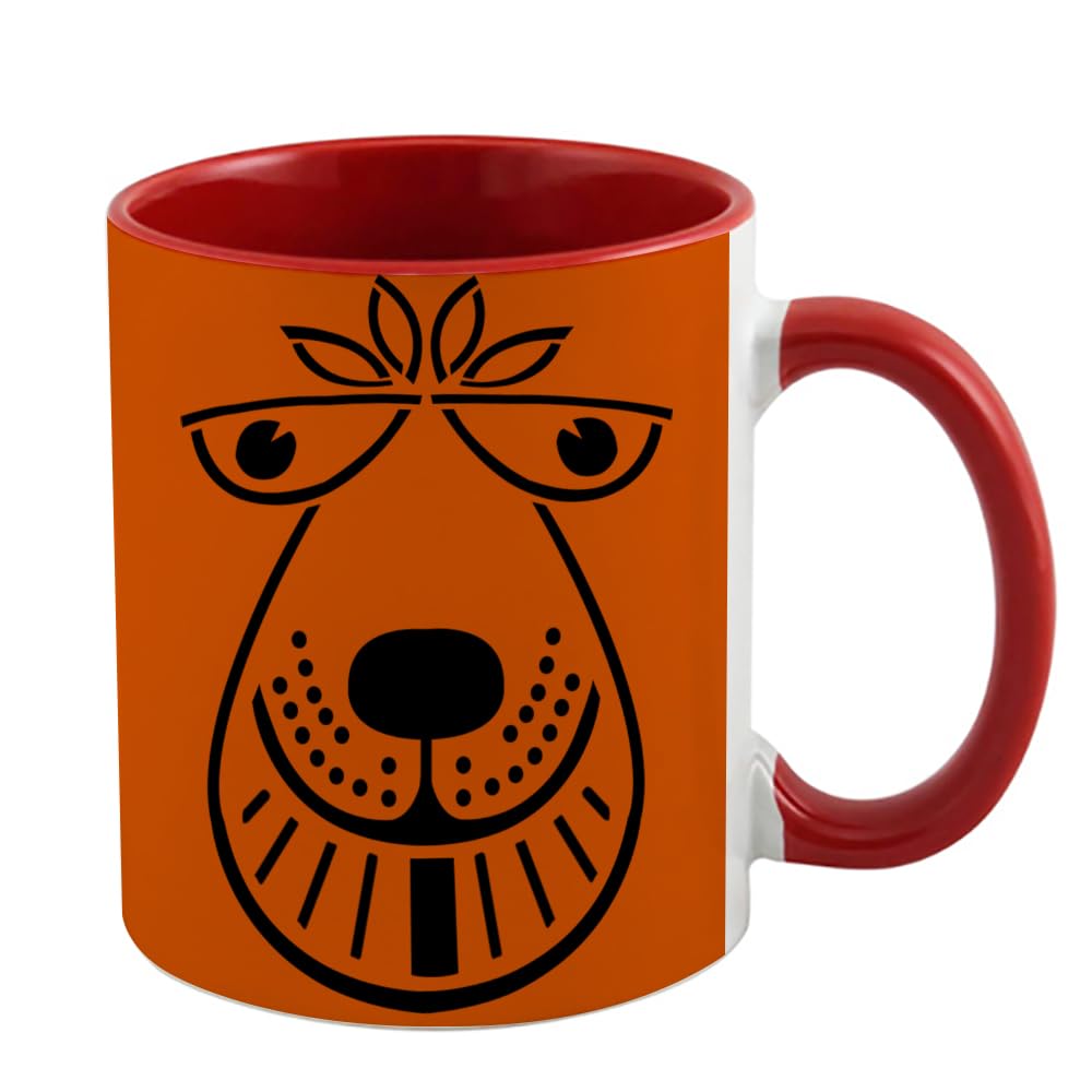 Giftme Space Hopper Retro Mug, Nostalgia Mug, 11oz Inside Coloured Ceramic Mug. (Red)