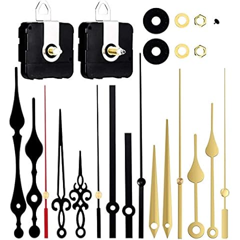 Esteopt Uhrwerk-Set, batteriebetrieben, Quarz-Uhrwerk-Ersatz, Langer und kurzer Schaft, Wanduhr-Mechanismus, Motor-Ersatzteile, DIY-Reparatur-Teile (Gold) Cover