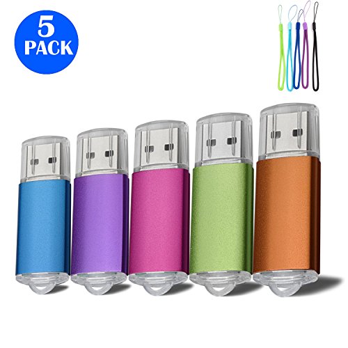 5pcs 8 G Pen Drive de disco de memoria USB Flash Drive USB 2.0 Memory Stick Azul/Morado/Rosa/Verde/Naranja (8.0 GB)