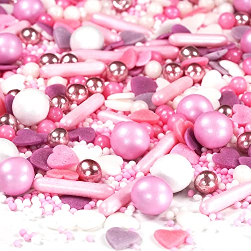 Streusel Mix - Piedras de azúcar (180 g), color rosa y blanco