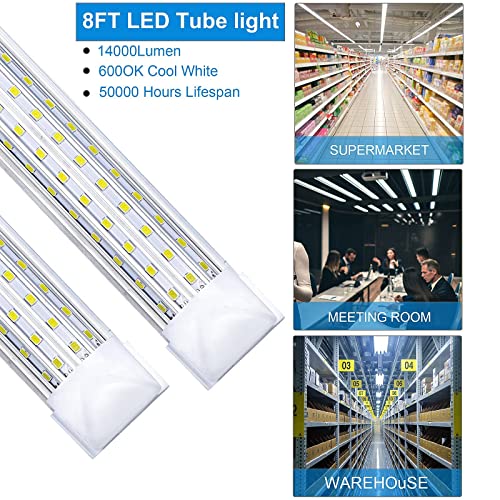 (6-Pack) 8Ft Led Shop Light Fixture, U Shape 100W 14500Lm 6000K (Cold White),8 Foot Led Lights, 96'' T8 Integrated Led Tube, Linkable Led Bulbs For Garage, Warehouse, Plug And Play, Clear Lens #TOP5