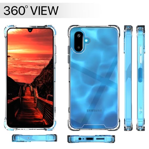 Image of Amazon Basics Back Cover for Samsung Galaxy F06 5G / M06 5G PC + TPU Clear Transparent Raised Edges Shockproof Protective Phone Bumper Case(Transparent)