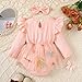 MYVLNA ​Baby Girl One-Piece Boutique Romper with Attached Floral Tulle Skirt and Lace Bow Headband​ (Pink, 1-3 Months)