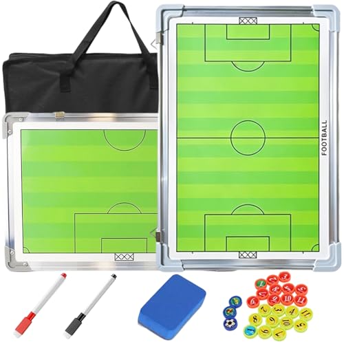 Krynnox Soccer Coaching Board Magnetic Double-Sided Dry Erase Soccer Tactics Board for Coaches Soccer Magnet Board & Coaching Equipment with Markers Pen Carry Bag Coach Gift