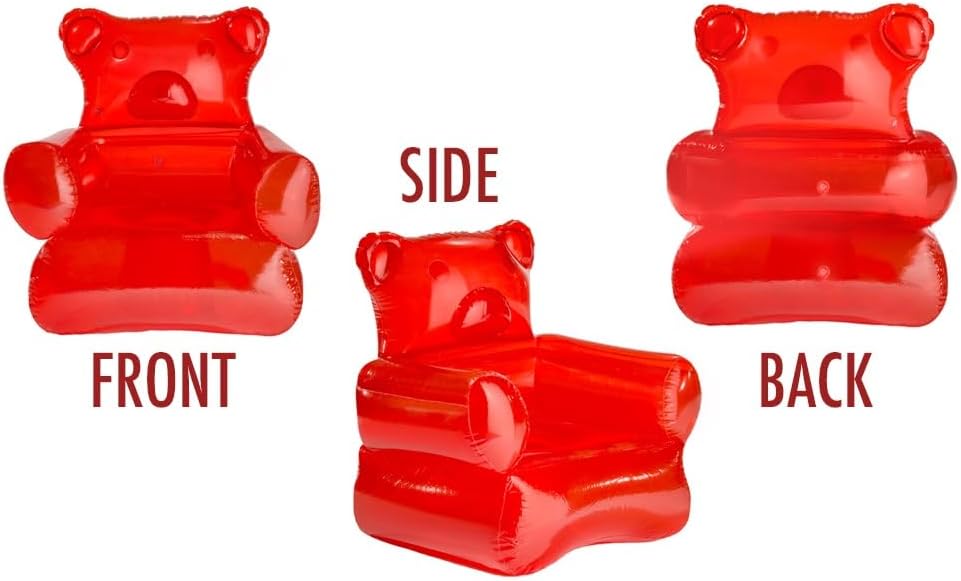 Miniatura 3 de VAT19 The Gummy Bear - Silla inflable, PVC, rojo, estilo ecléctico para relajarse, decoración, juegos