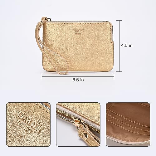 Image of Genuine Leather 4.5 x 6.5 Wristlet Purse for Women, Evening Wristlet Pouch Clutch Bag