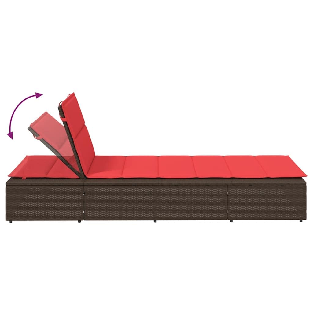 Tumbona flotante marrón de poliratán, respaldo ajustable con 3 posiciones, marco de acero pulverizado, muebles de jardín resistentes a la intemperie