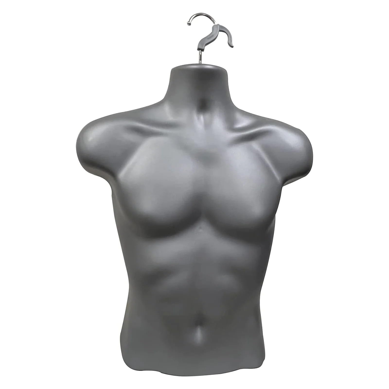 Display Guru Male Hanging Mannequin Half Body Form 3 Quarter Shop Bust Display (Silver)