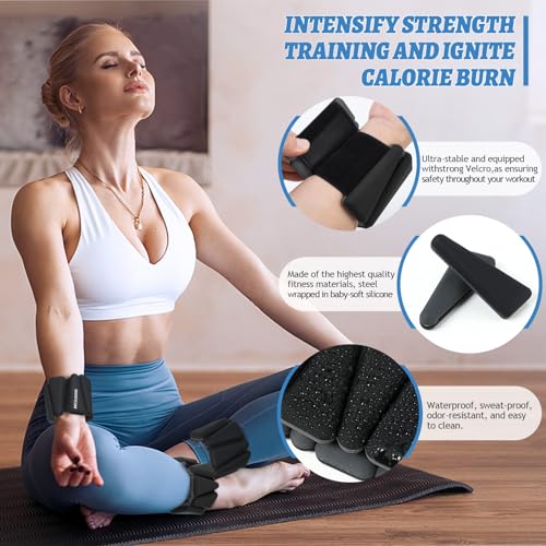 Image of BECOJADDE Ankle Weights Set of 2 (1 lb /2 lb /3 lb Each) Adjustable Wrist Weights for Women Men Wearable Arm Leg Weight for Pilates, Running, Walking, Workout, Yoga