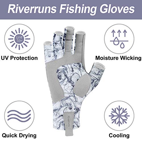 image for Riverruns Fingerless Fishing Gloves- Fishing Sun Gloves- UV Protection