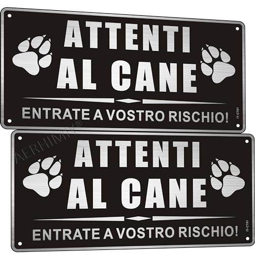 2 Cartello Attenti Al Cane in Alluminio