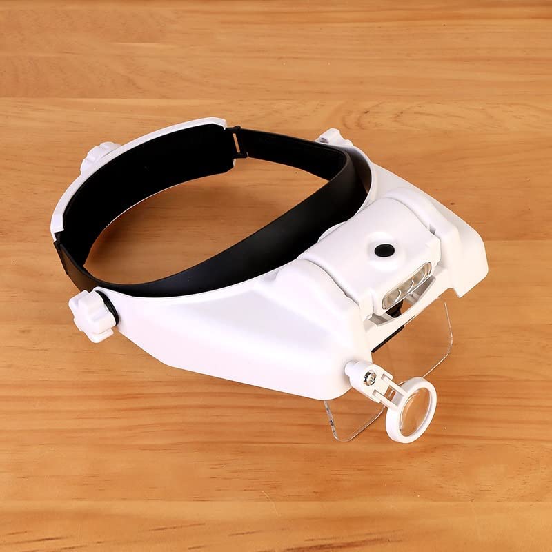 Zestaw akcesoriów do mikroskopu, opaska na głowę, okulary, lupa, 1 x 1,5 x 2,5 x 2,5 x 3,5 x 8 x szkło powiększające z oświetleniem LED, podświetlane szkiełka mikroskopowe