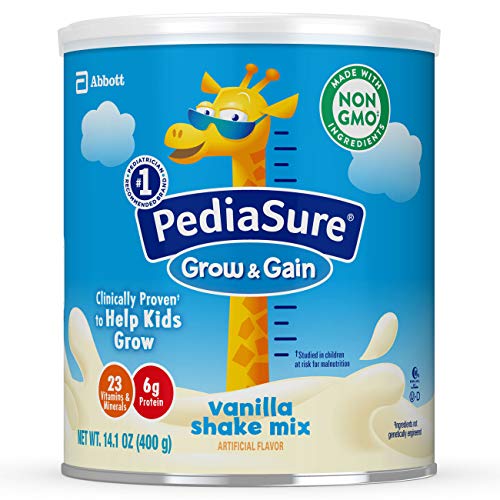 Pediasure Powder Grow & Gain Non-GMO & Gluten-Free Shake Mix Powder, Nutritional Shake For Kids, With Protein, Probiotics, DHA, Antioxidants*, and Vitamins & Minerals, Vanilla, 14.1 oz, 3 Count, Blue