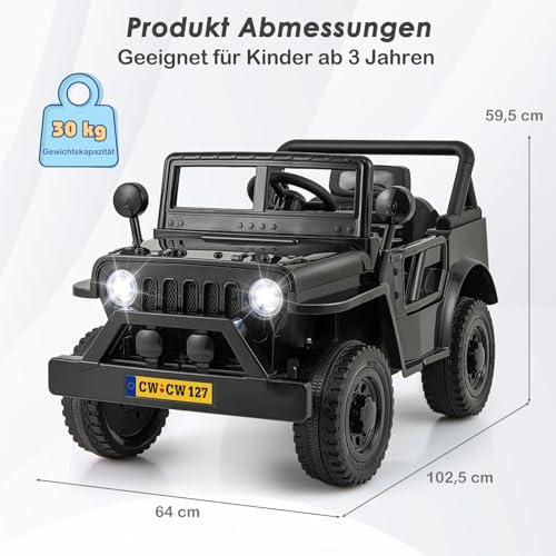 COSTWAY 12V Elektroauto für Kinder, Elektrofahrzeuge mit 2,4G mit Fernsteuerung, Kinderauto Elektrisch mit LED Scheinwerfer & Musik & USB, Elektro Auto 3-8 km/h – Bild 7